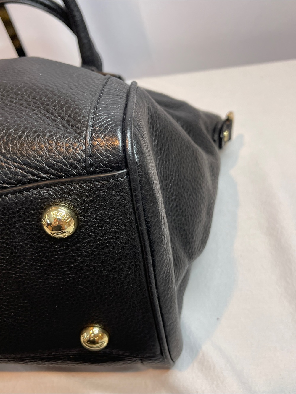 Michael Kors Hudson Black Soft Leather Belted Satchel Shoulder Bag - Picture 8 of 14